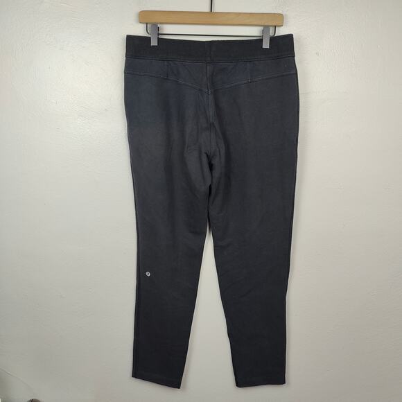 Lululemon Sweatpants Womens 10 Black Tapered Side Zip Waist Lounge Cotton - Picture 6 of 8